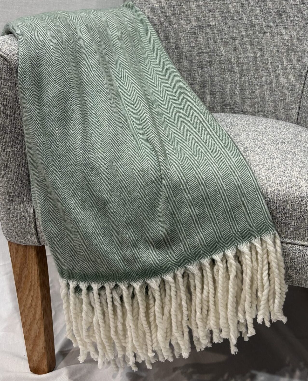 Mint Woven Herringbone Throw - Image 2
