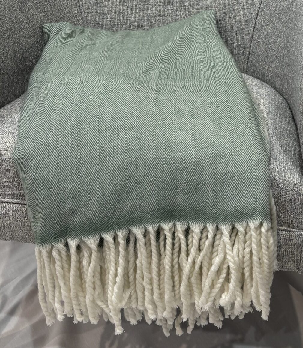 Mint Woven Herringbone Throw