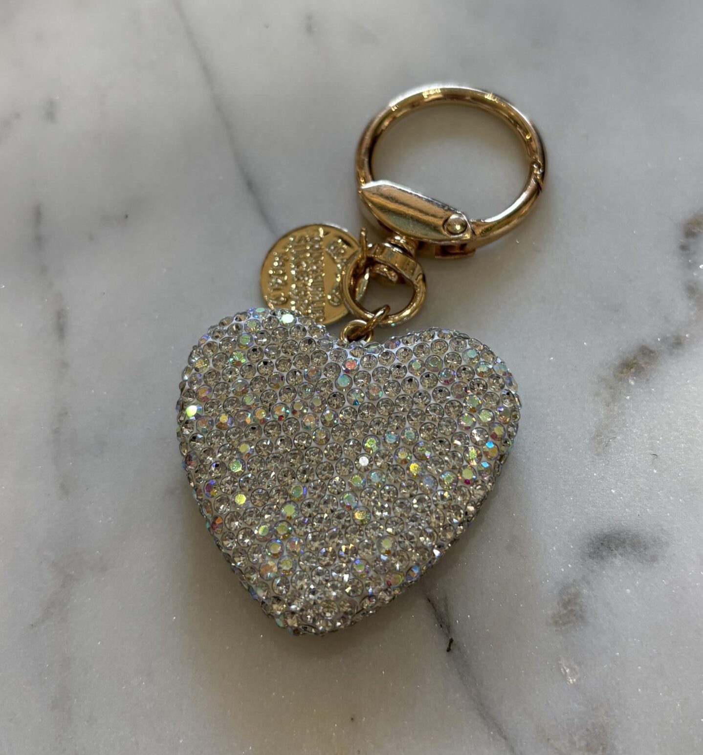 Glitter Heart Keyring Silver