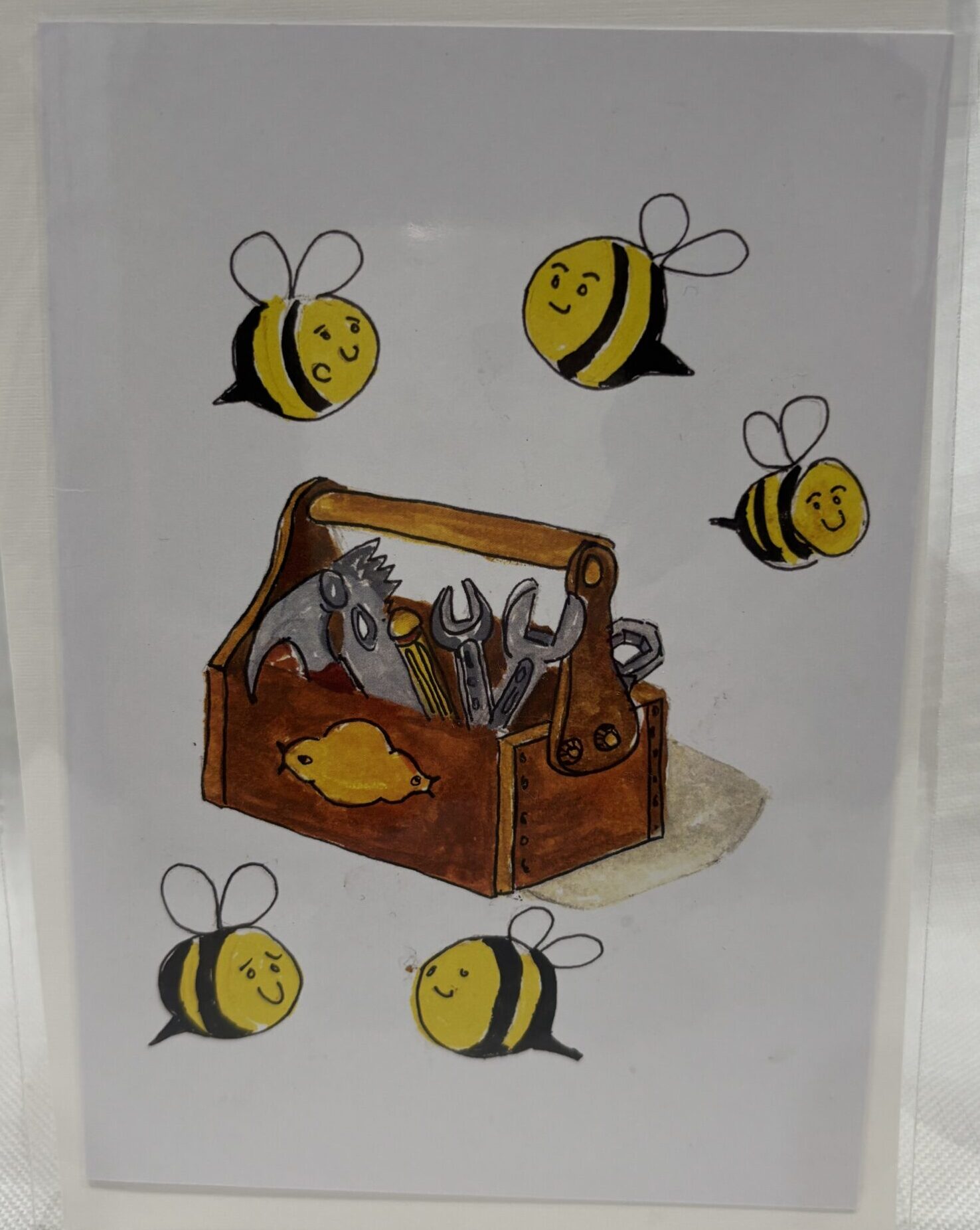 Blank Greeting Card - Tool Box with Bees