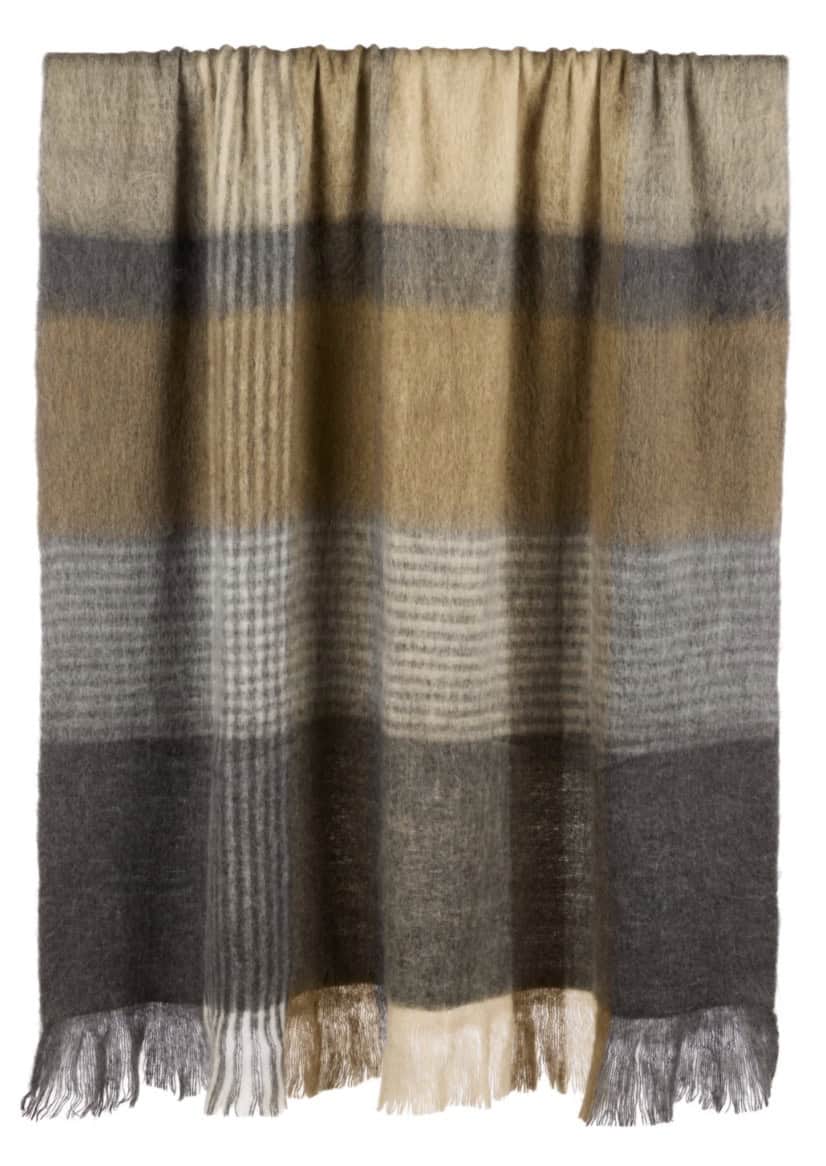 Chocolate and Charcoal Patterned Wool Blend Throw