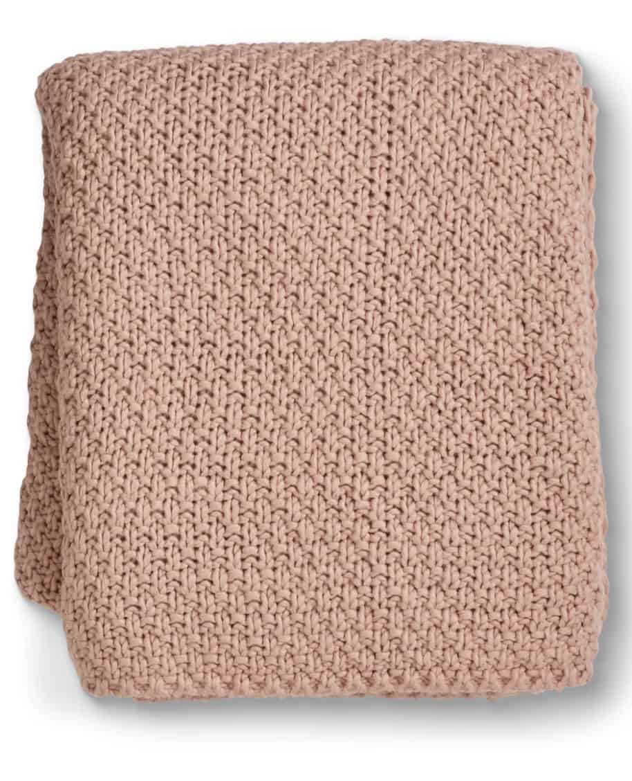 Blush Pink Textured Knit Throw