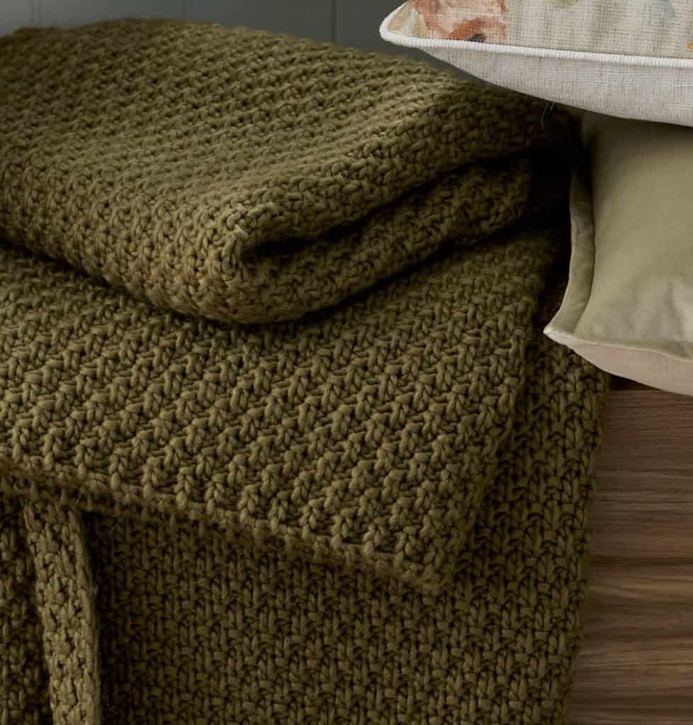 Olive Textured Knit Throw - Image 2