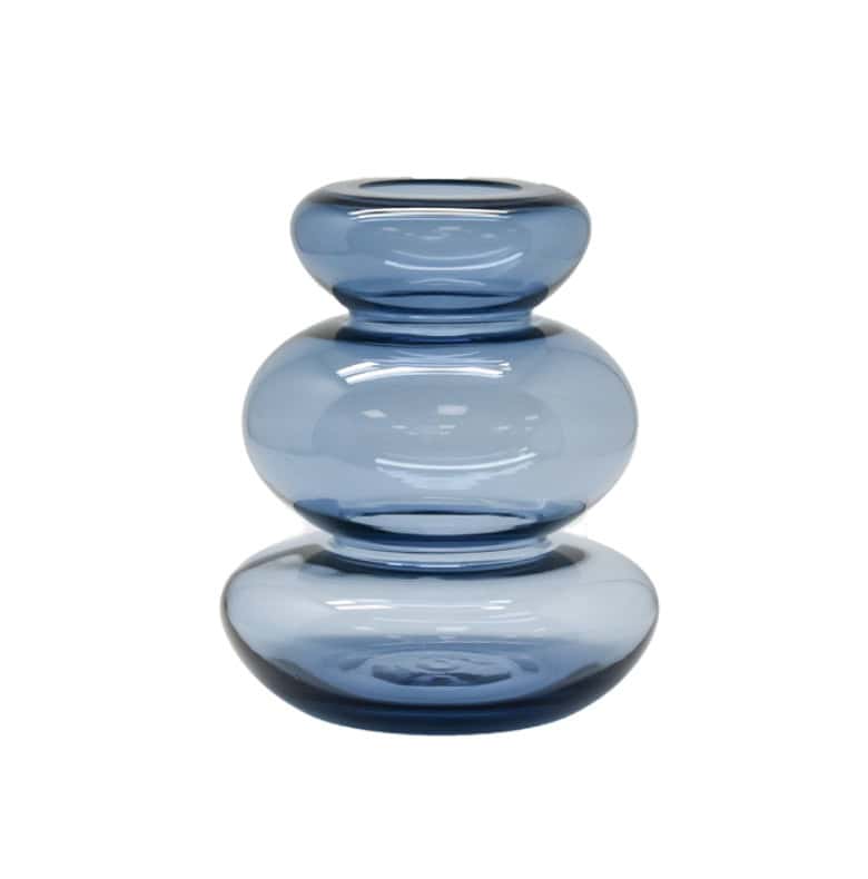 Blue Glass Double Waist Vase Small