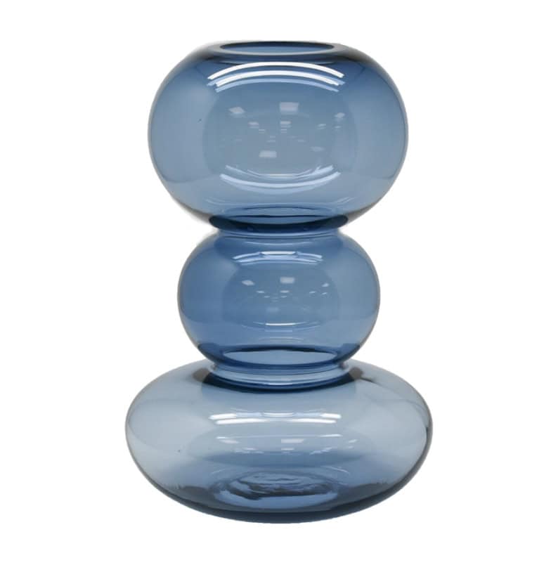 Blue Glass Double Waist Vase Small - Image 2