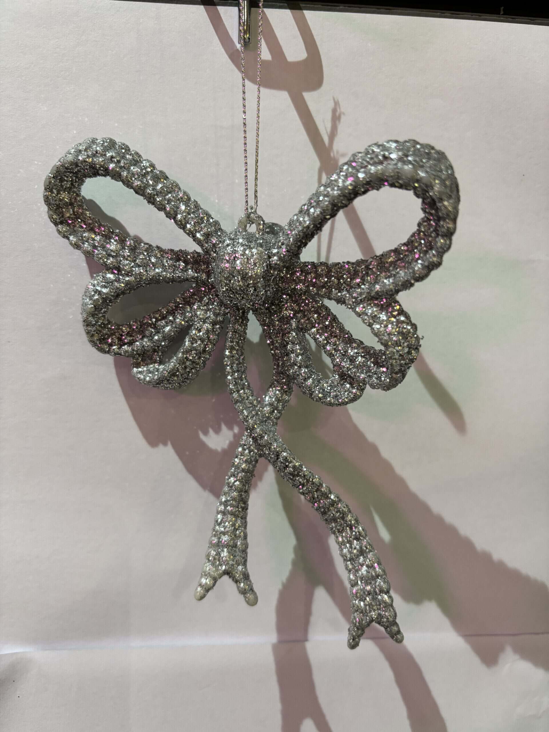 Silver Glitter Bow Large - Image 3
